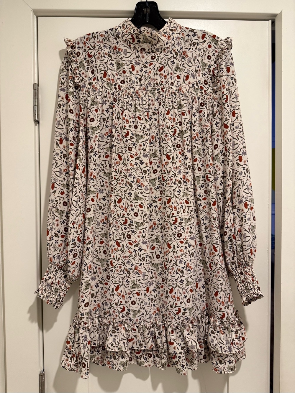 Frame Denim Silk Smocked Floral Mini Dress Size Small